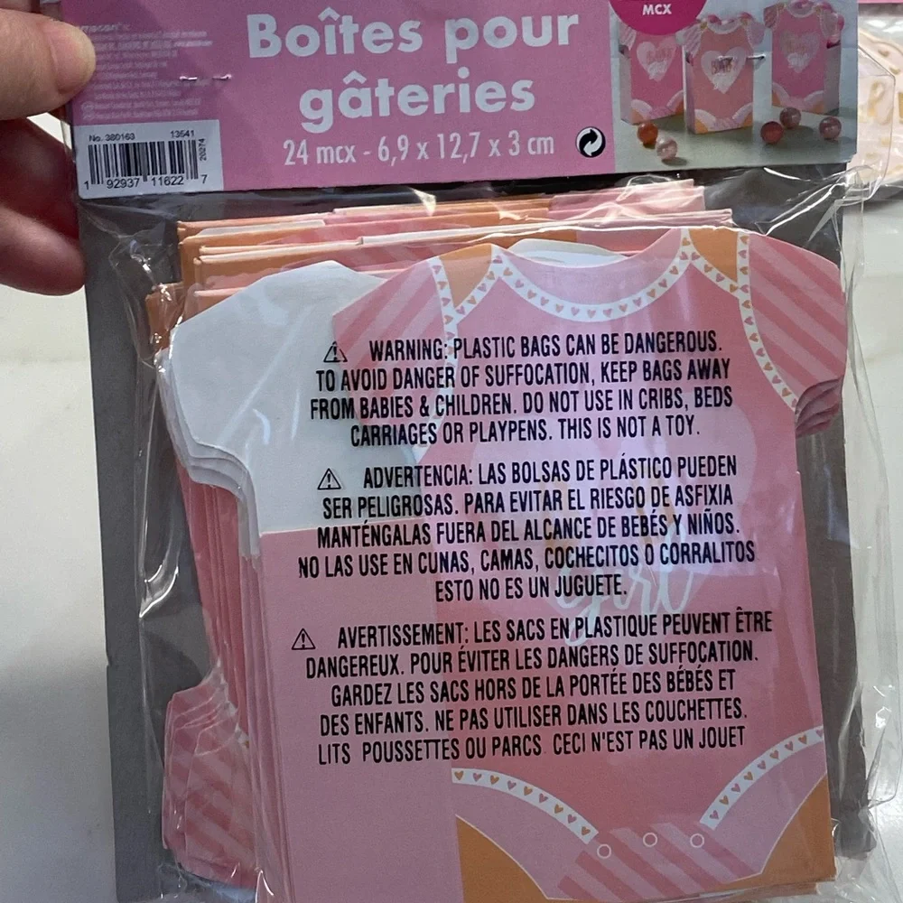 BABY SHOWER GIRL TREAT BOXES, TAGS & STICKER SEALS NEW
